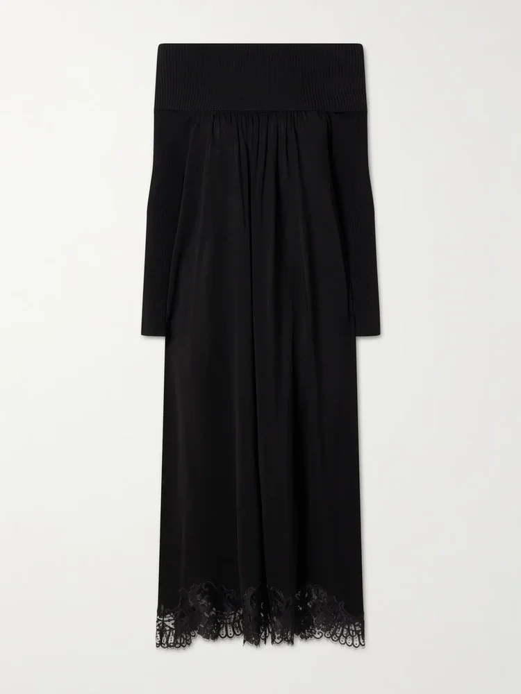 Valiant off-the-shoulder lace-trimmed TENCEL®-blend maxi dress