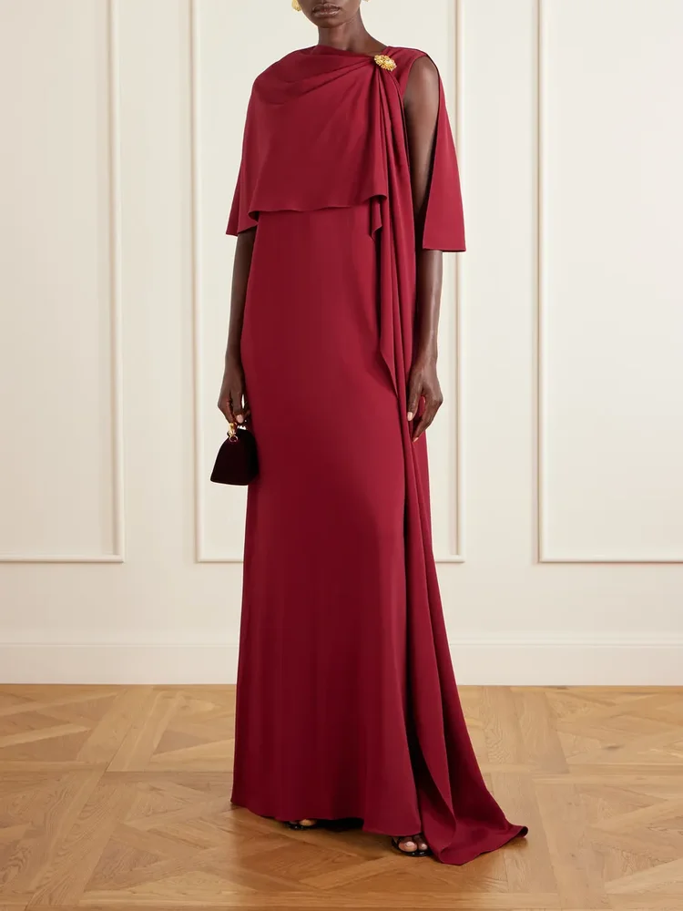 Cape-effect georgette gown
