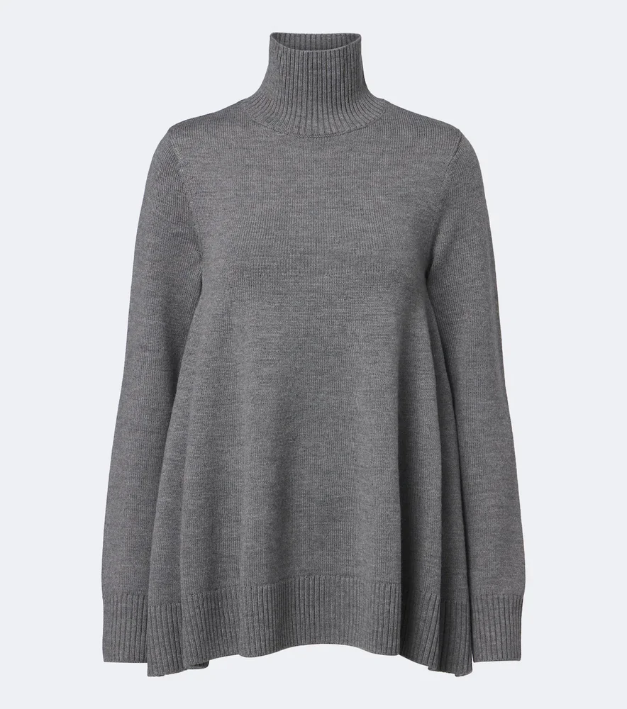 Flared wool turtleneck sweater