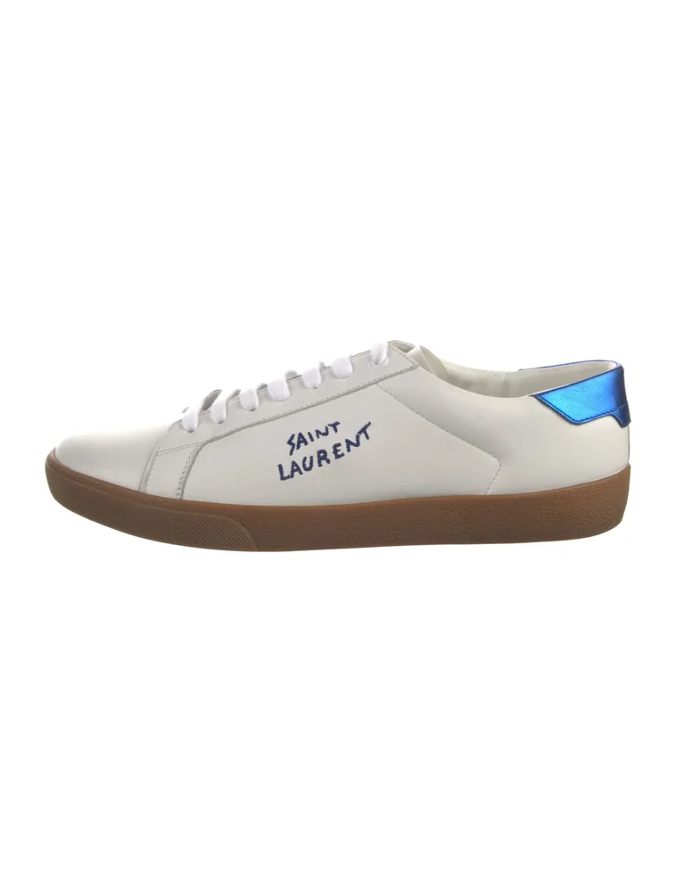 Leather Embroidered Accent Sneakers