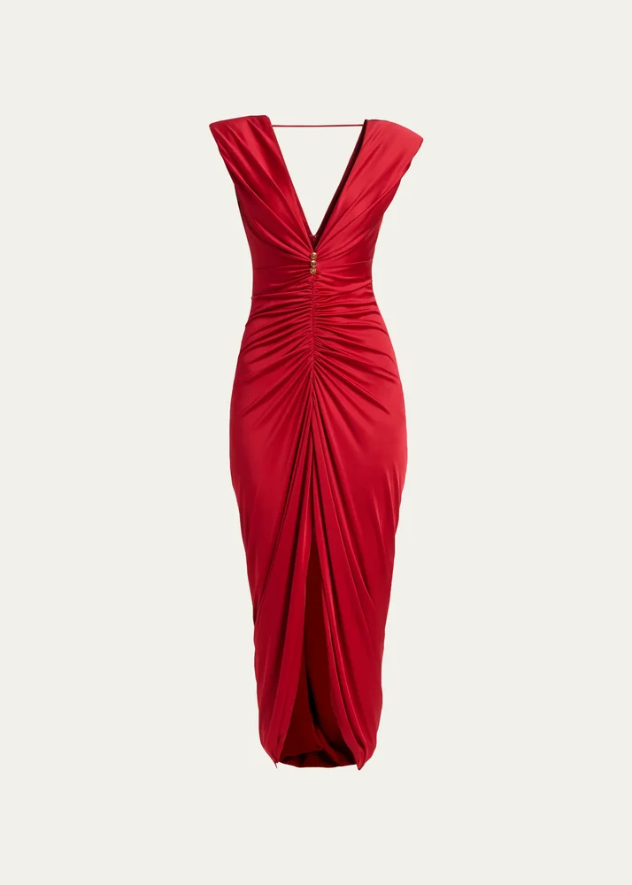 Ruched Tulip-Hem Gown