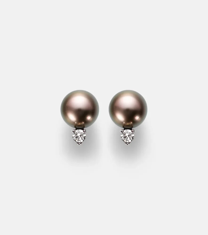 18kt white gold earrings with pearls and diamonds
