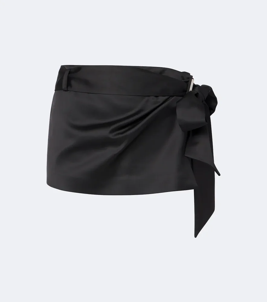 Belted satin miniskirt