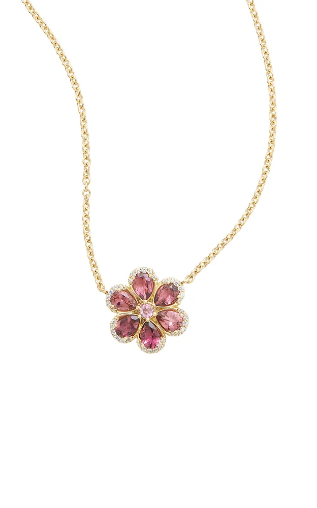 18K Yellow Gold Tourmaline and Diamond Necklace