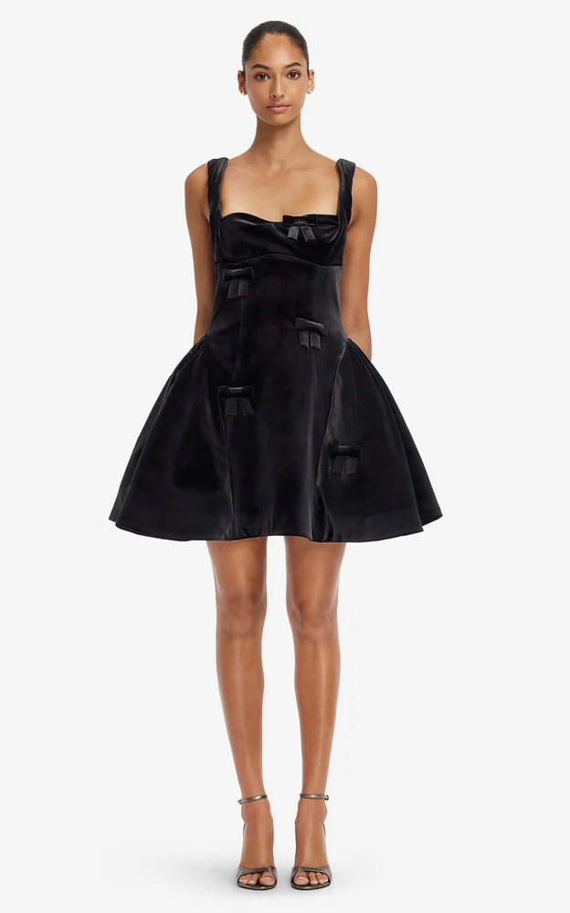 Ariel Bow Velvet Mini Dress