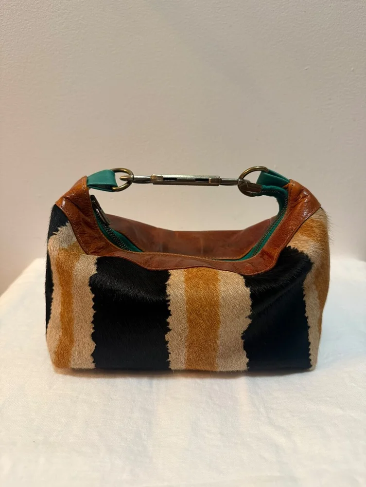 1 of 1 Handmade Pony Hair Bag in Stripe