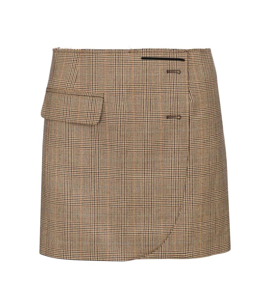Checked wool miniskirt