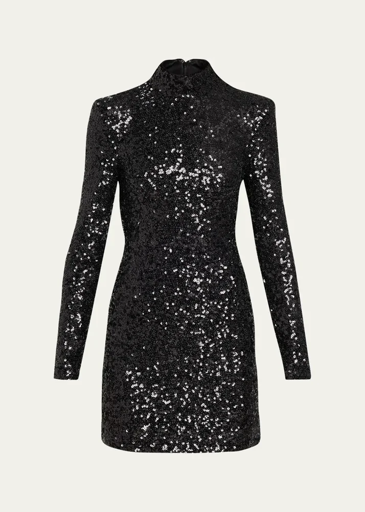 Glory Sequin Mock-Neck Mini Dress