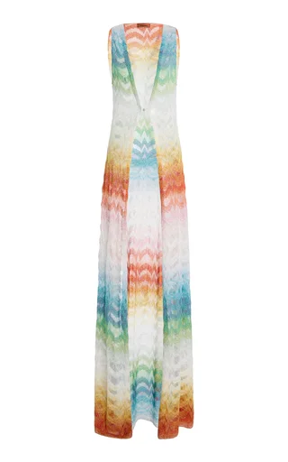 Metallic-Knit Maxi Cover-Up Dress