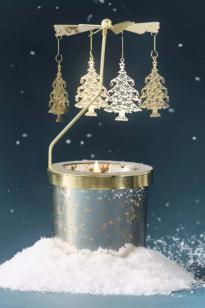 Holiday Woody Fresh Balsam and Cedarwood Glass Candle and Spinner Set