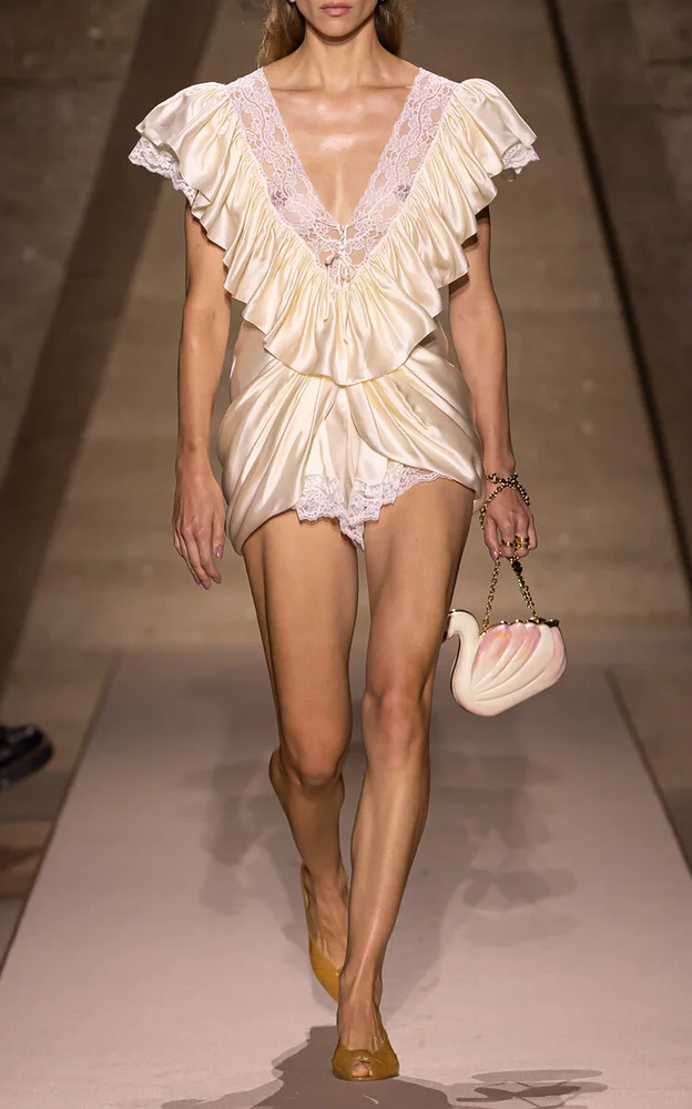 Ruffled Silk-Satin Jumpsuit