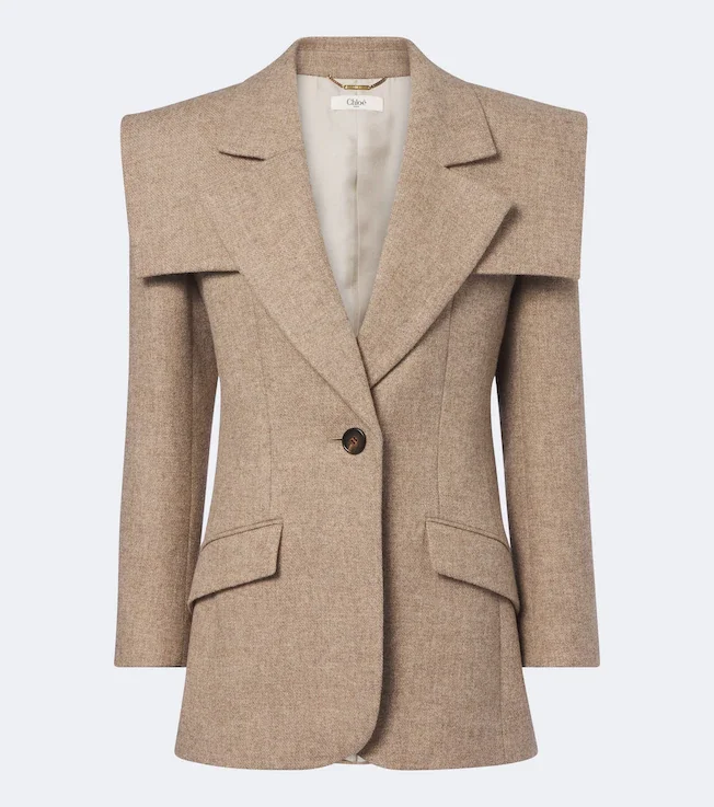 Caped wool blazer