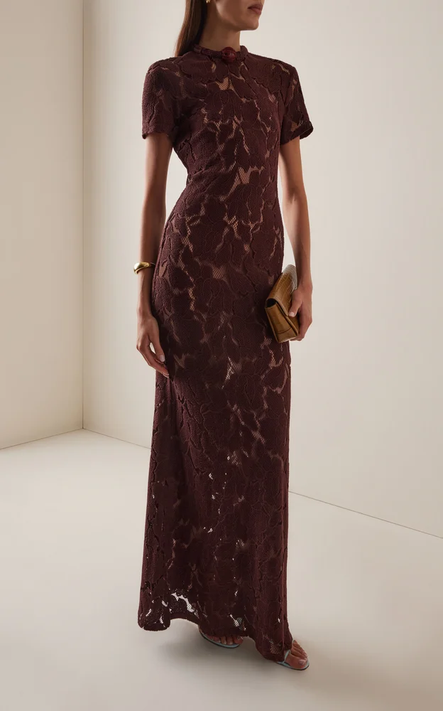 Rochelle Cotton-Blend Lace Maxi Dress