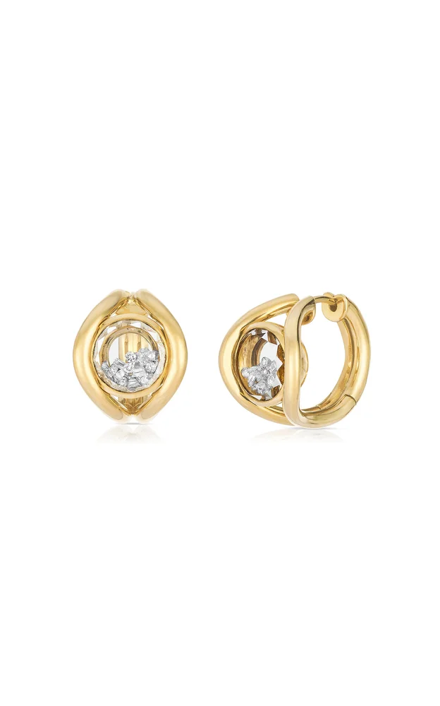 Cascavel 18K Yellow Gold Diamond Huggie Earrings
