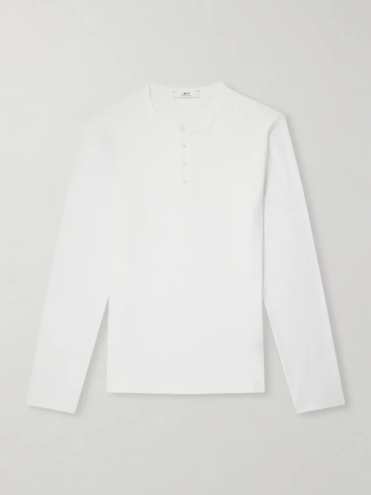 Ribbed Organic Cotton Henley T-Shirt