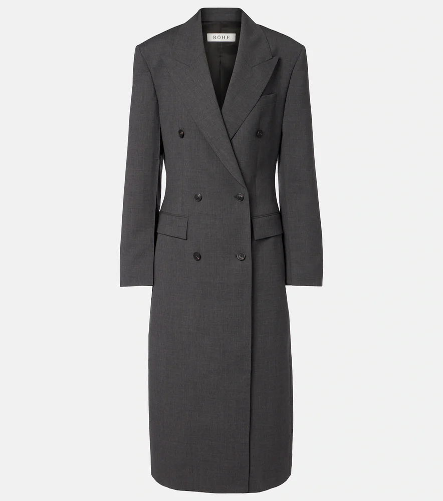 Double-breasted virgin wool coat