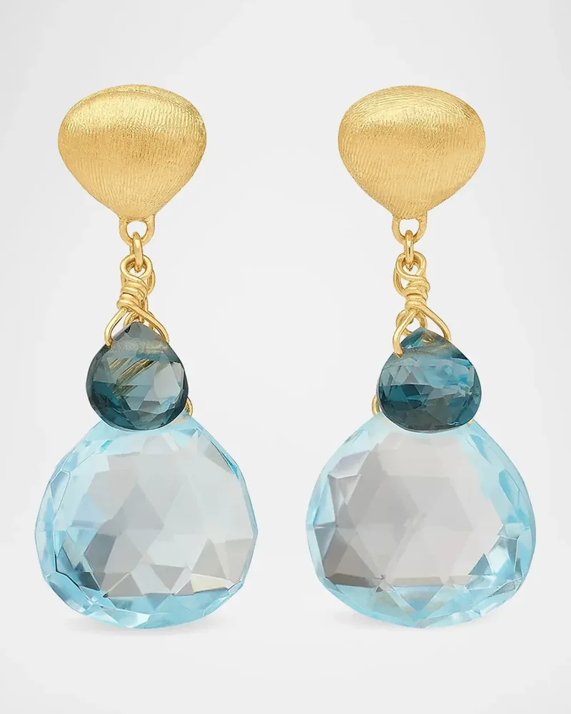 Paradise 18K Yellow Gold & Blue Topaz Drop Earrings