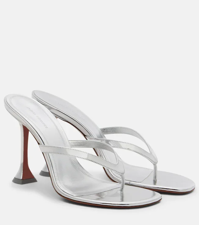 Juliette mirrored leather thong sandals