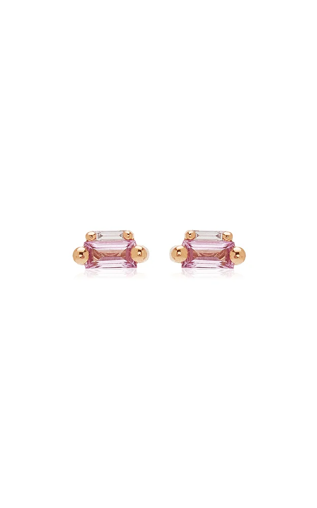 Bold 18K Rose Gold Sapphire Mini Stud Earrings