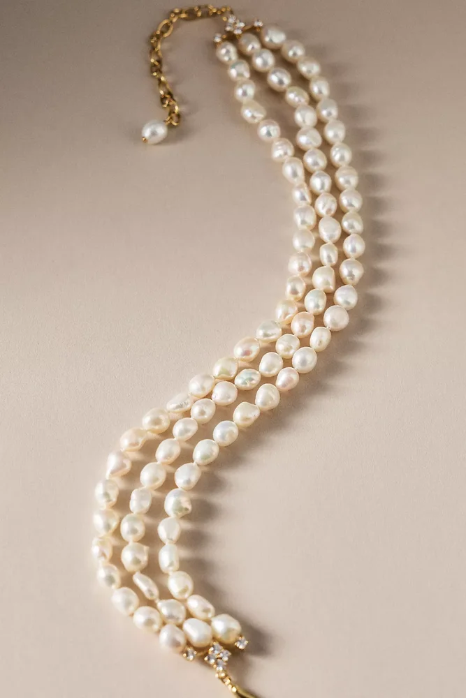 Madrid Triple Freshwater Pearl Choker Necklace