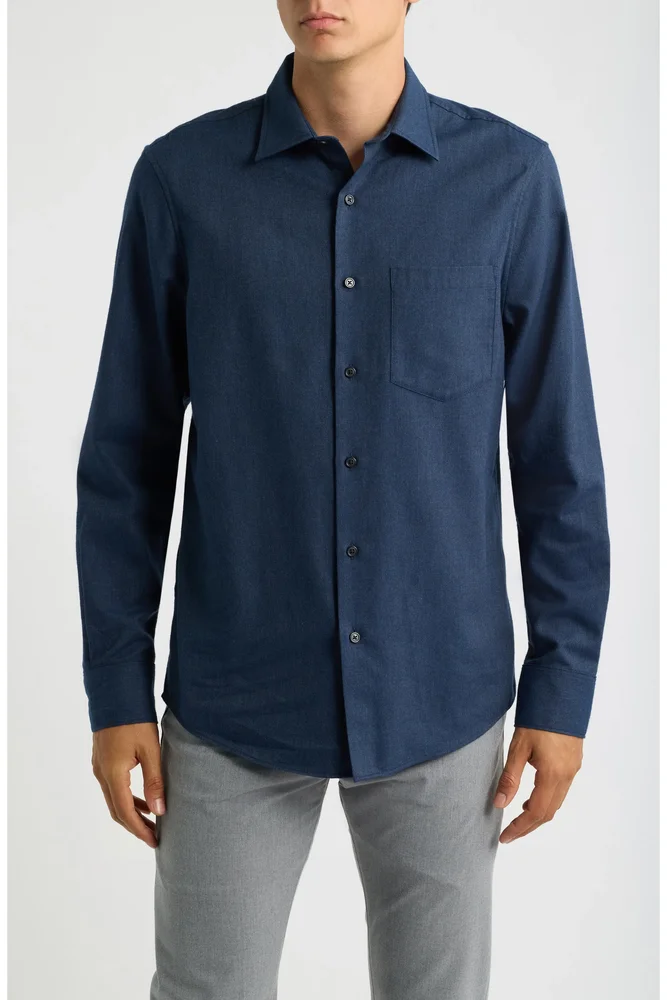Cotton & Cashmere Flannel Button-Up Shirt