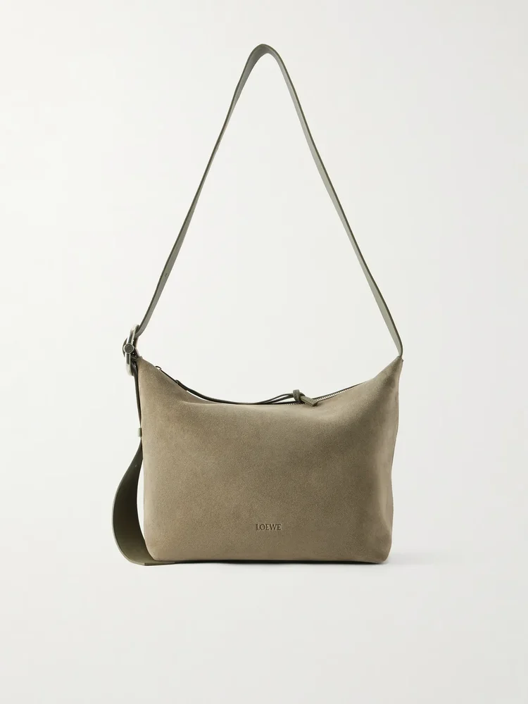 Loop medium suede shoulder bag