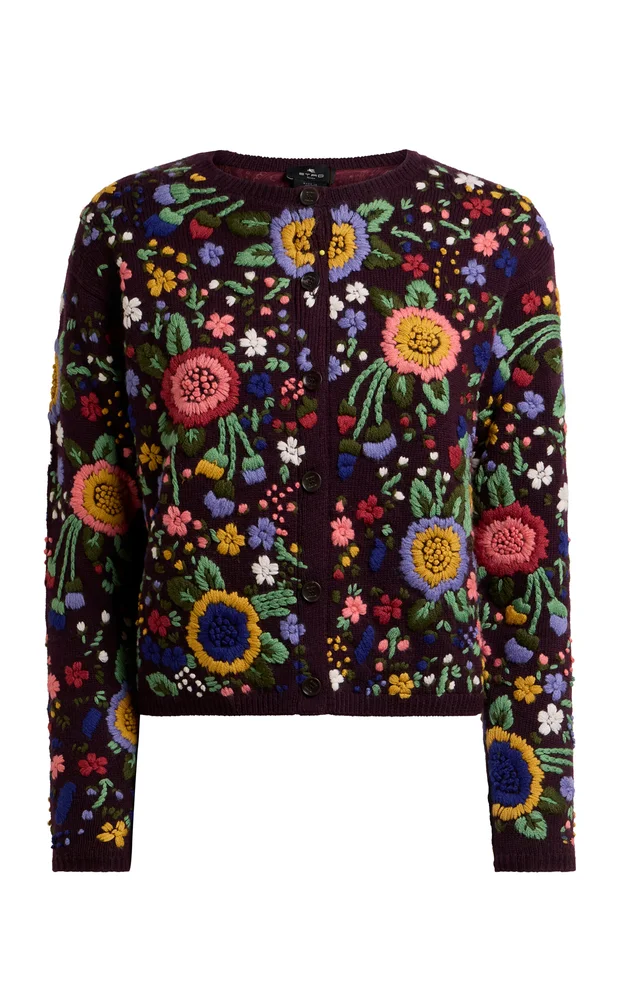 Embroidered Wool Cardigan