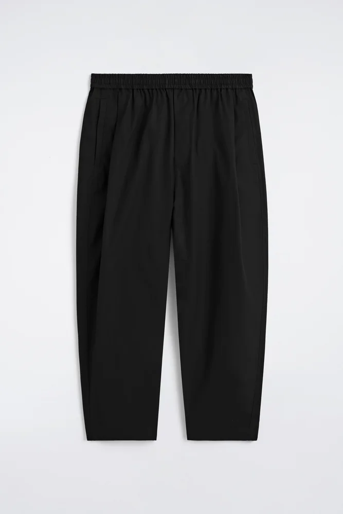 Slim-fit cropped cotton-linen pants