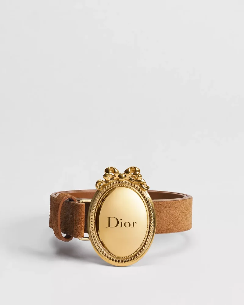 Dior Médaillon Belt Marron Bobby Suede Calfskin, 25 MM