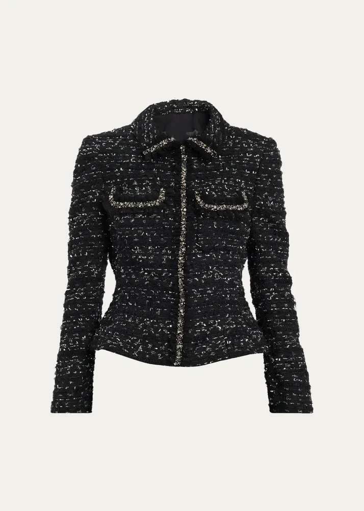 Beaded Metallic Boucle Jacket