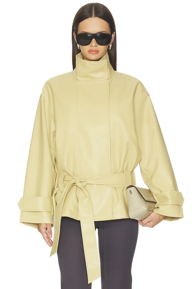 Jaden Faux Leather Belted Jacket