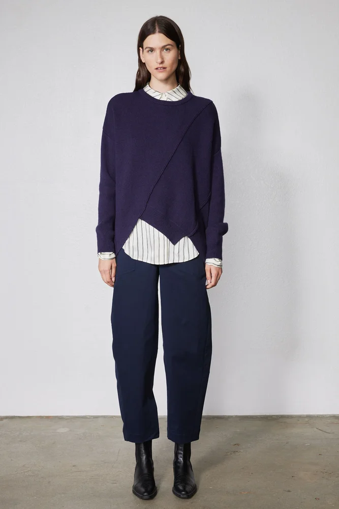 Slouchy Soft Twill Pants, Washed Navy