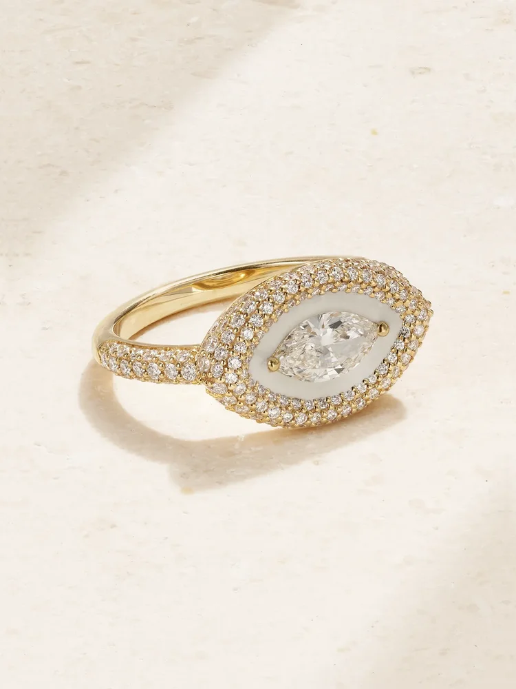 18-karat gold, diamond and enamel ring