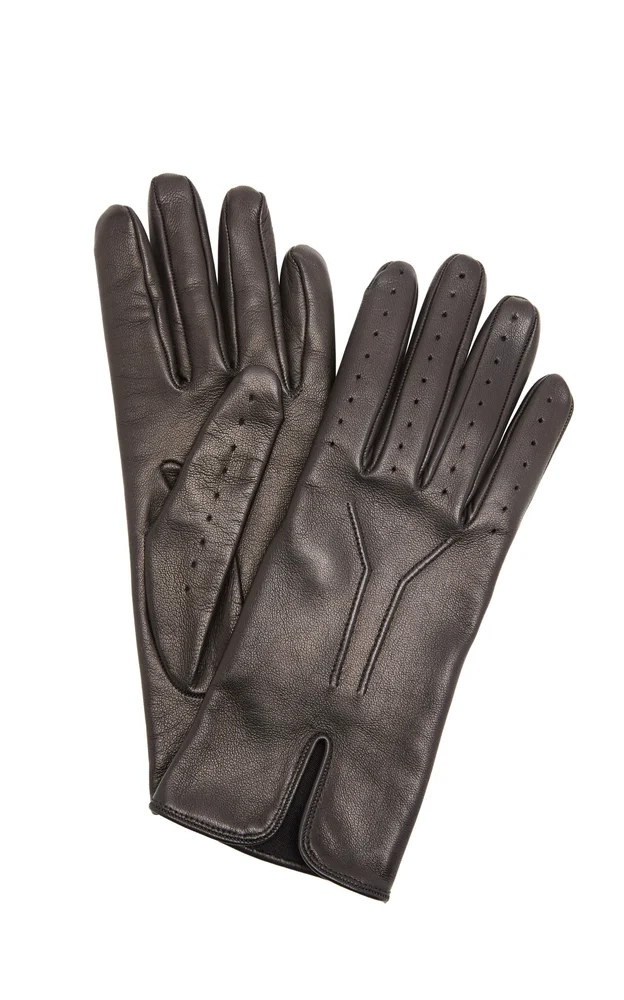 Slit Leather-Silk Gloves