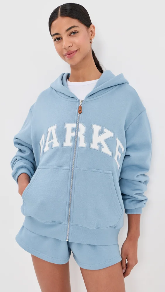 Zip-up Varsity Hoodie (Sky)