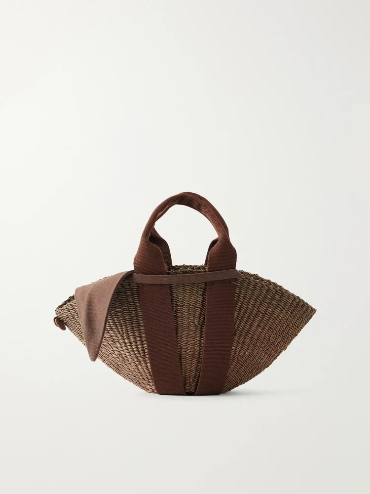 Sophie mini cotton-trimmed raffia tote