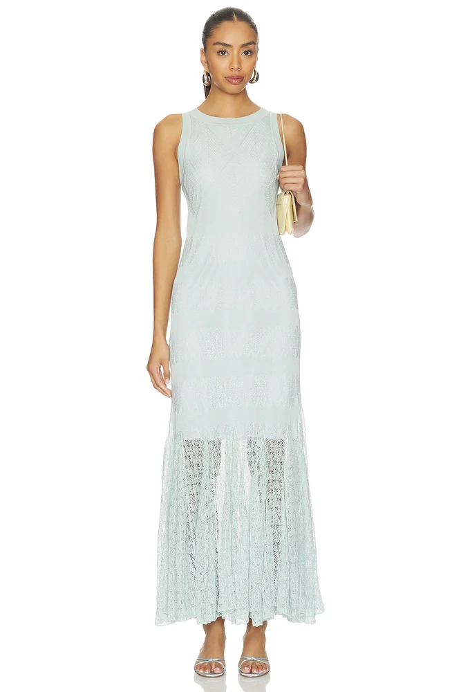 Pointelle Slip Maxi Trumpet Dress