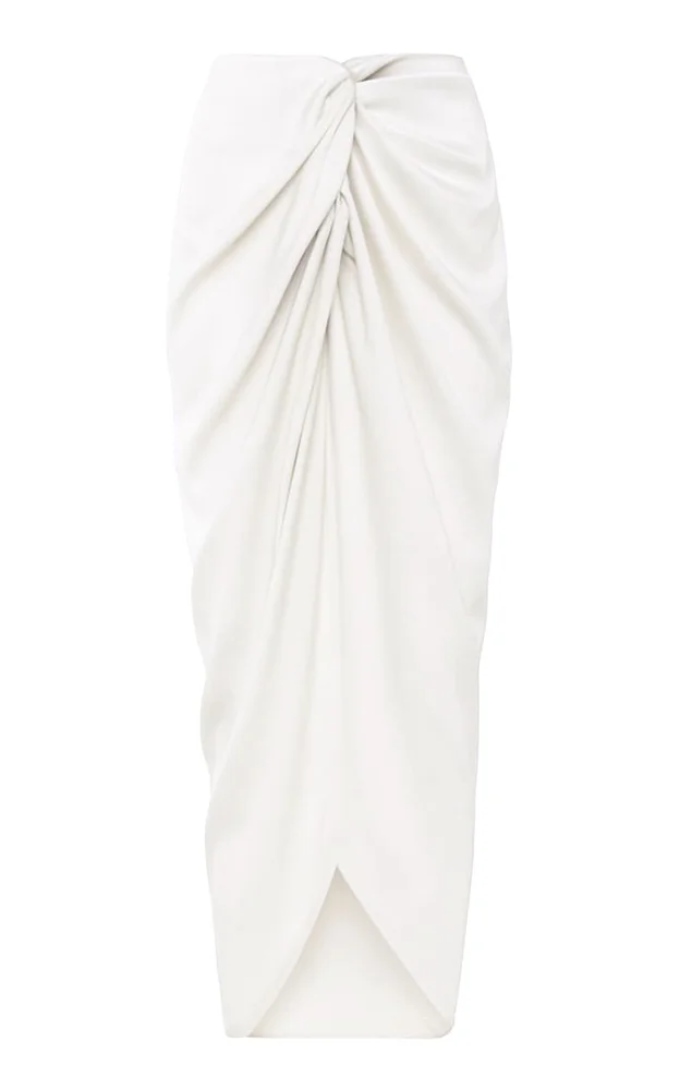 Cairo Twist-Front Cotton-Poplin Midi Skirt