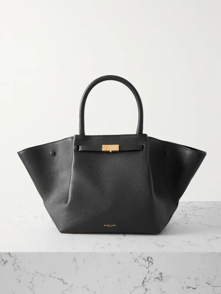 The New York midi textured-leather tote
