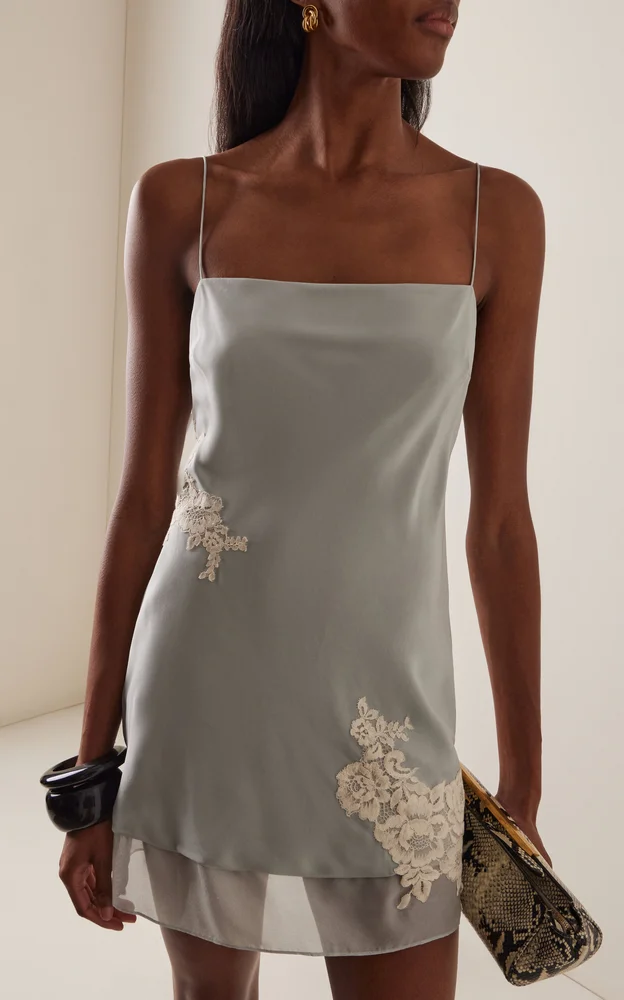 Noria Embroidered Silk Mini Dress