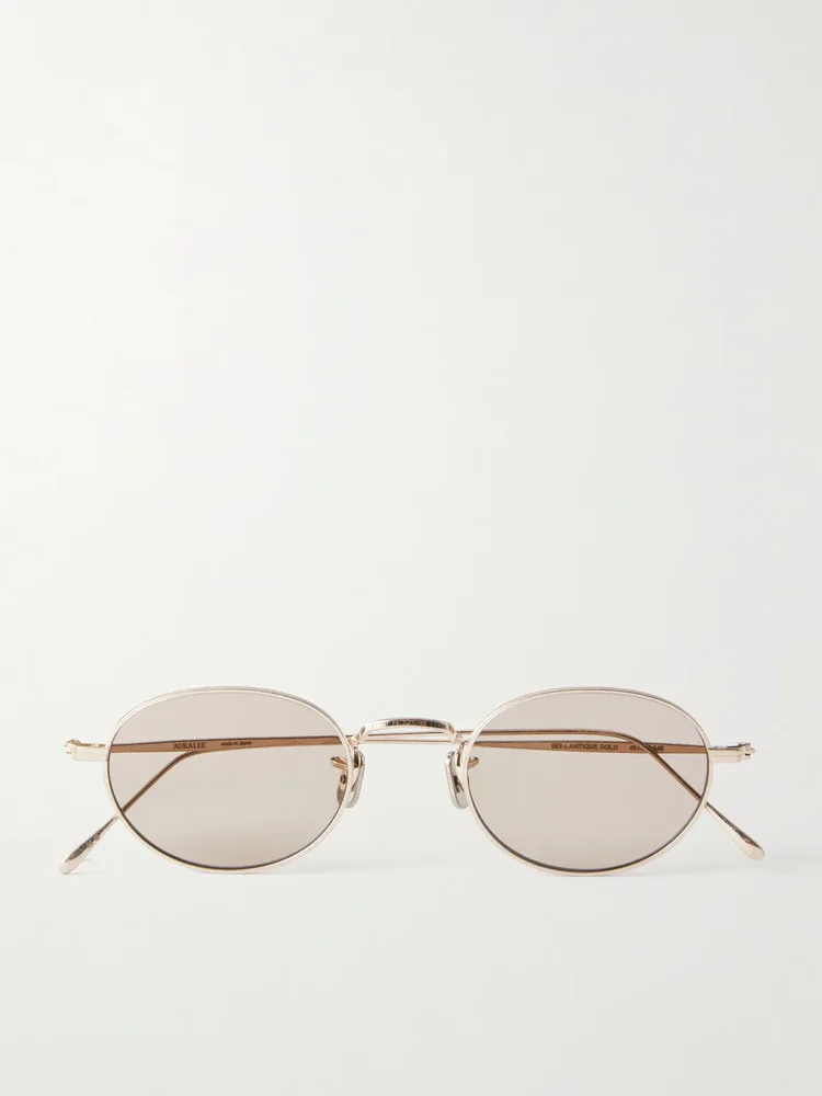 x Eyevan Round-Frame Gold-Tone Titanium Sunglasses