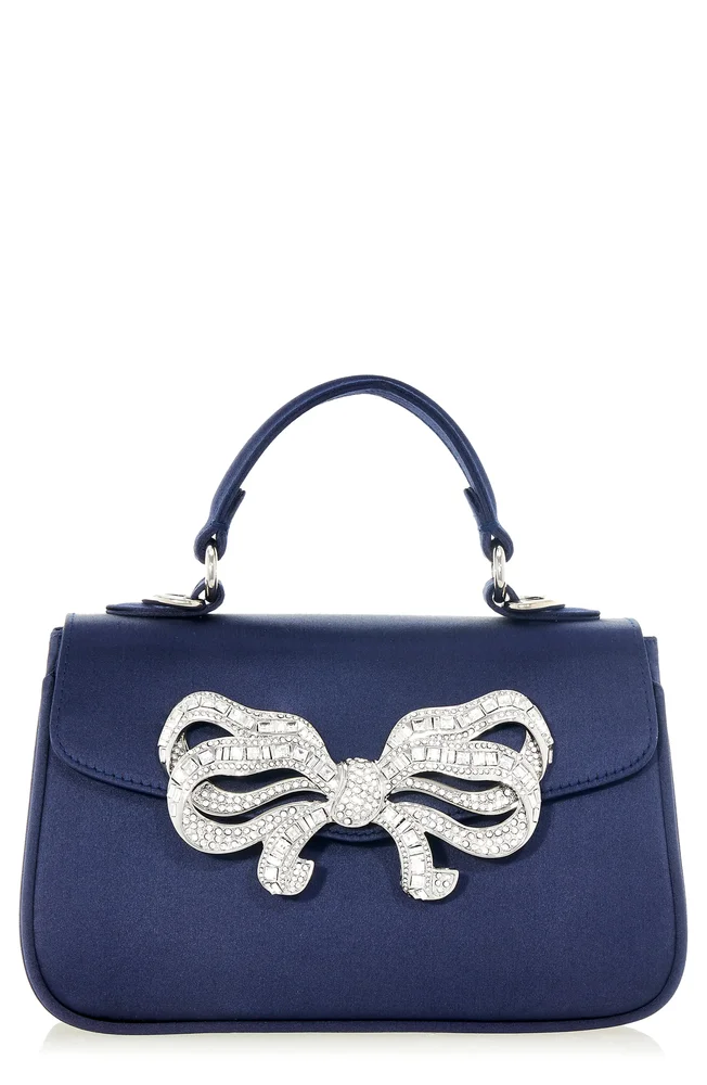 Satin Bow Top Handle Bag
