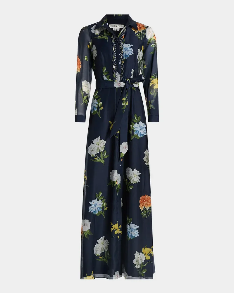 Semi-Sheer Wildflower Embellished Addison Gown