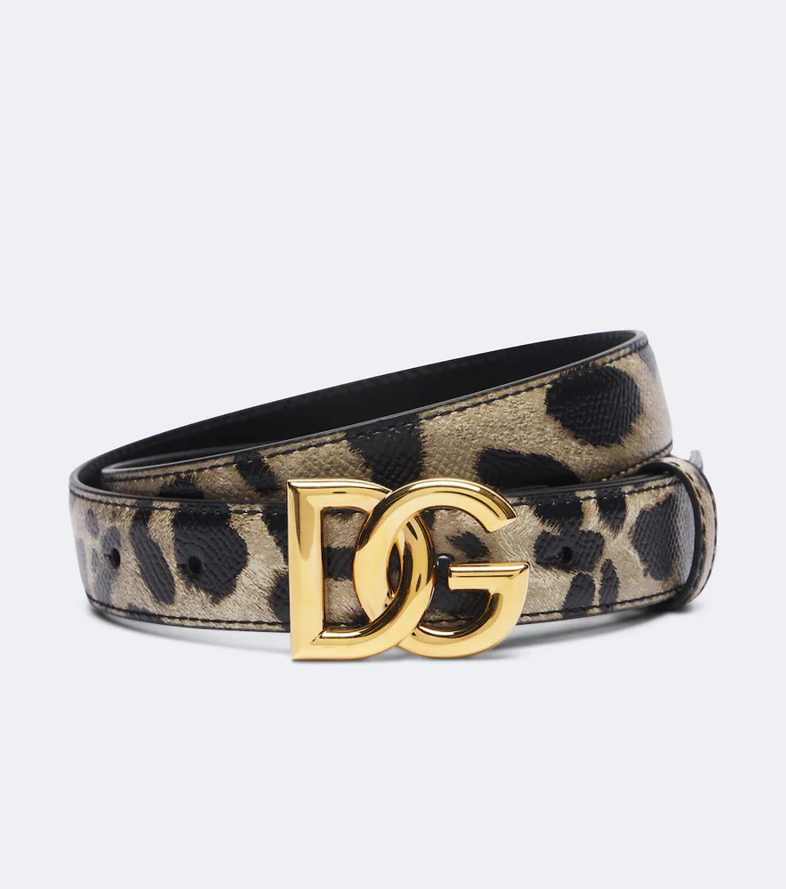 DG leopard-print leather belt
