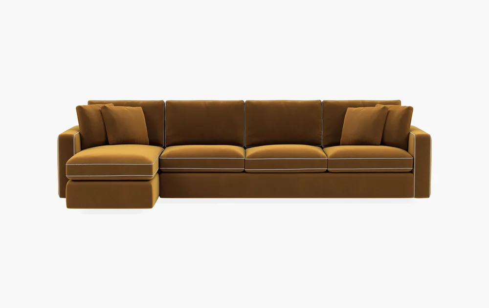 James · 4-Seat Left Chaise Sectional with Storage and Contrast Piping