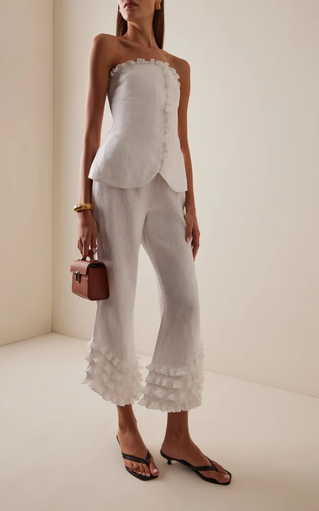 Florence Ruffled Linen Pants