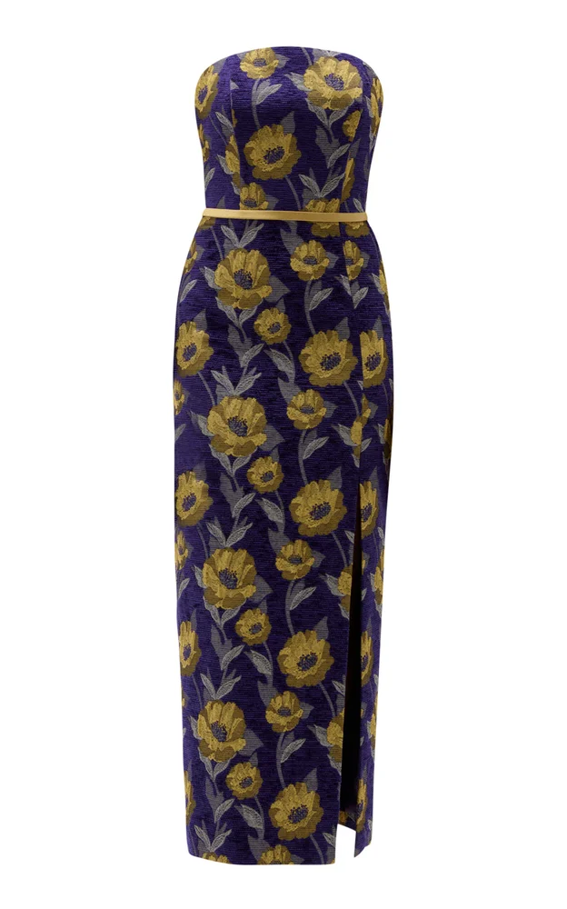 Floral Brocade Strapless Dress