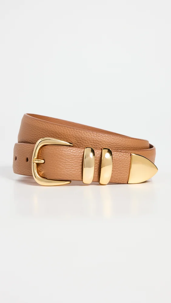 Narrow Calf Leather Double Fastener Belt