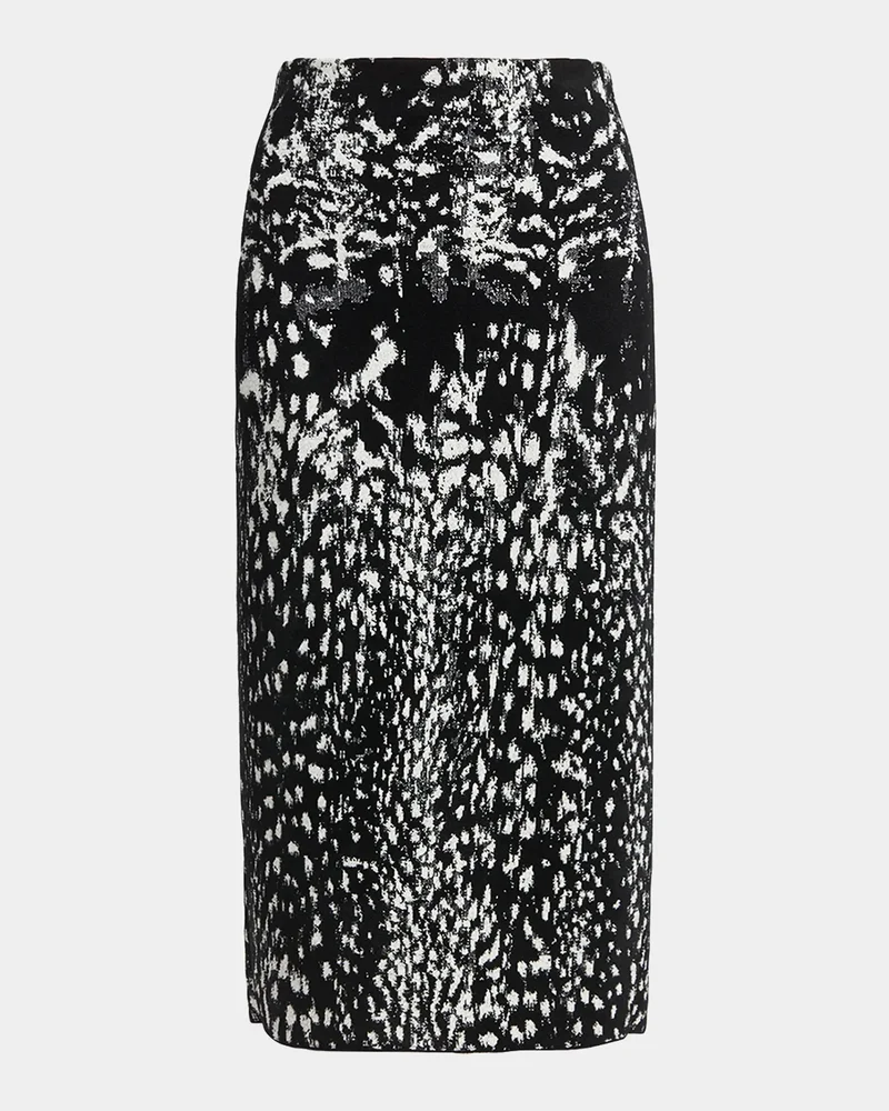 Lynx Jacquard Compact Velvet Knit Pencil Skirt