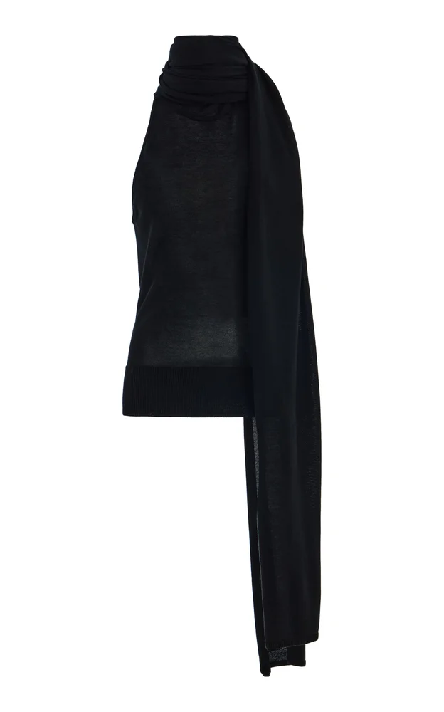 Scarf Neck Knit Tie Top